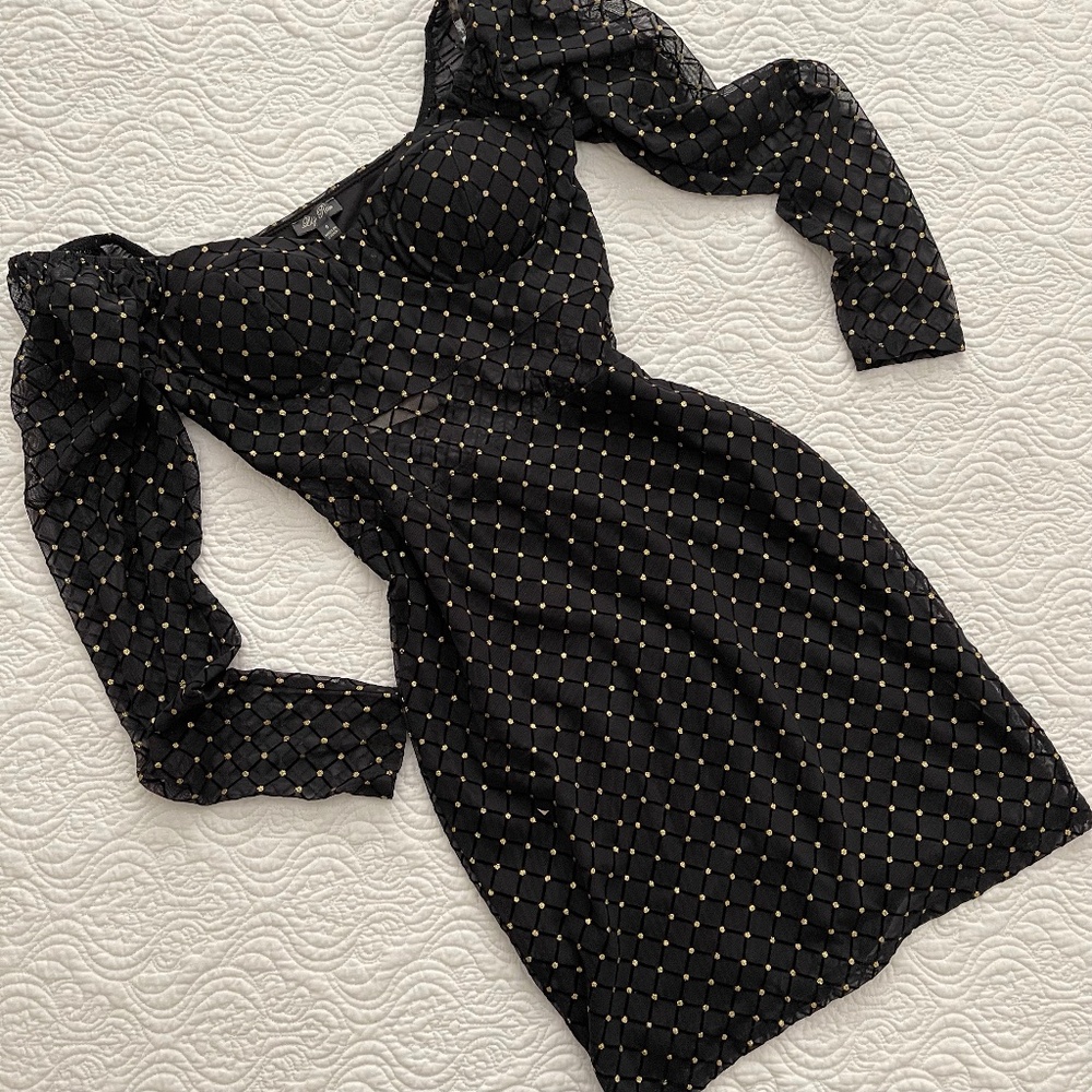 Lily Rose Black Party Dress with Gold Foiling - Juniors Size Small - Picture 4 of 16
